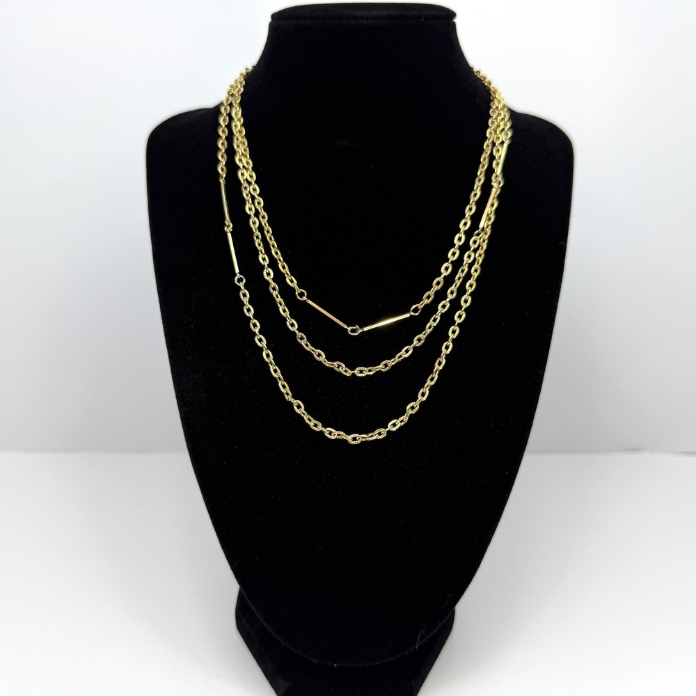 Long Gold Tone Chain Necklace Layering Fashion Costume Jewelry 25 in L